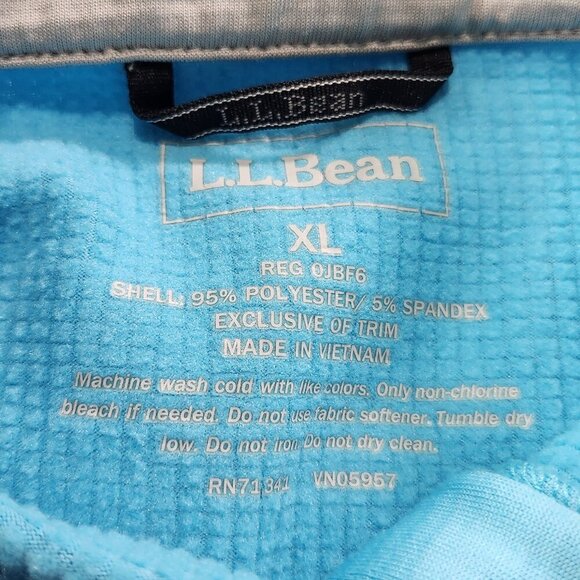 LL Bean Mens 1/2 Half Zip Pullover Gym Running Wicking Blue Pocket XL - Picture 3 of 5